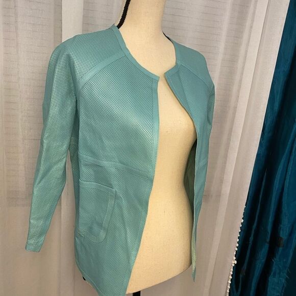 J’Envie New York perforated blue 100% leather jacket - Picture 1 of 7